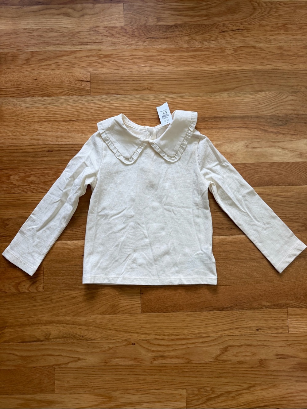 NWT Gap Cream Long Sleeve Top with Ruffle Peter Collar